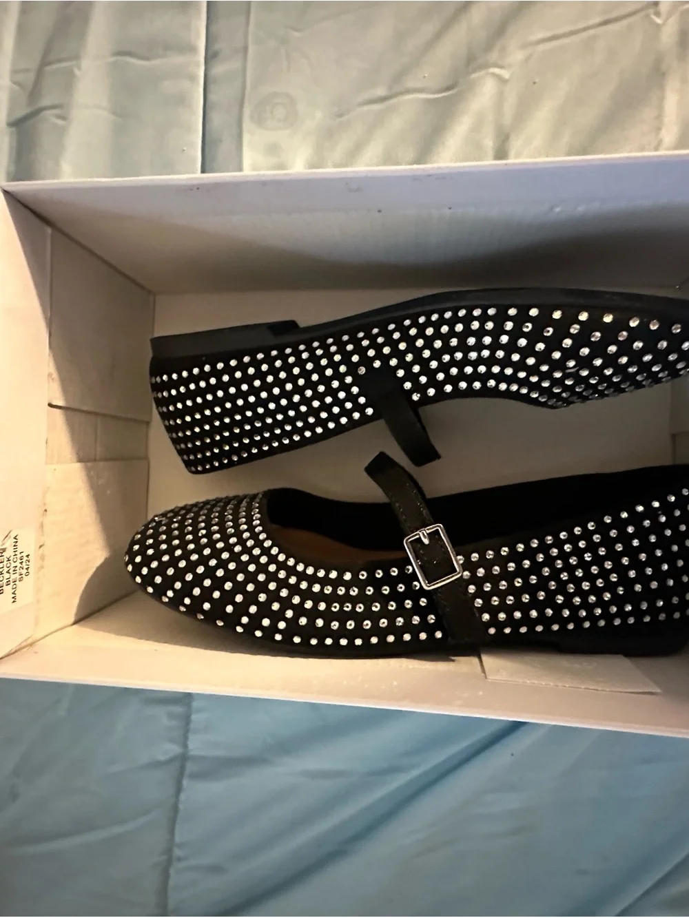 DV by Dolce Vita Girls Black Mary Jane Flats with Silver Rhinestones